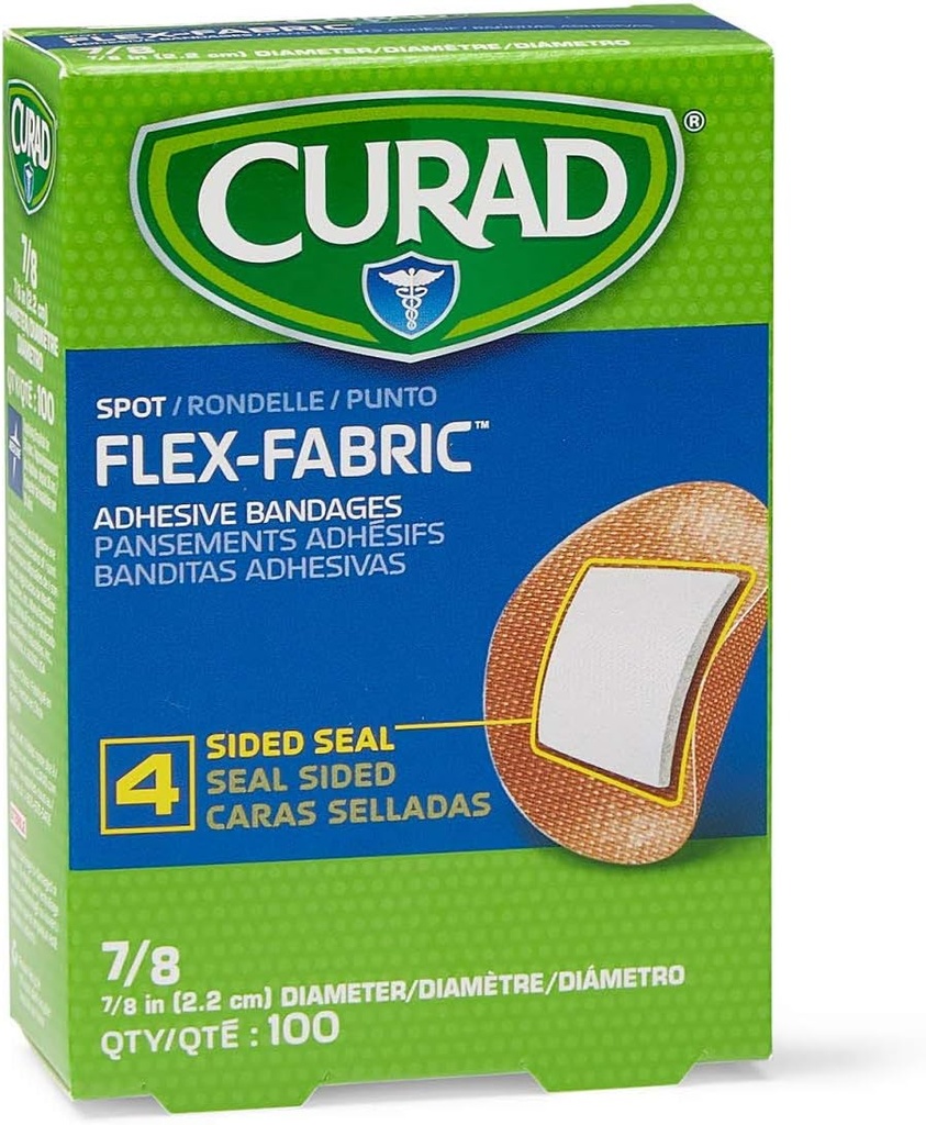 Curad Flex Fabric Spot Adhesive Bandages, Bandage Diameter är 7/8" (Box av 100)