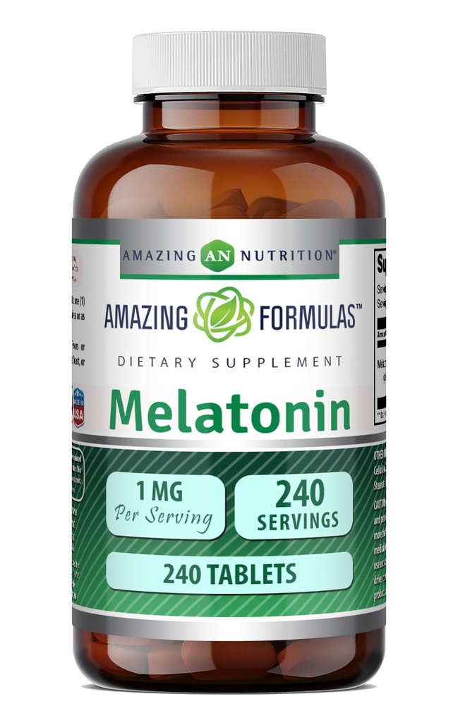 Fantastiska formler Melatonin 1 Mg tabletter (icke GMO, Gluten Free) - Bästa valet av naturligt sömnhjälpmedel - främjar lugnande och avkopplande effekt - 240 tabletter - Lämplig för vegetarian
