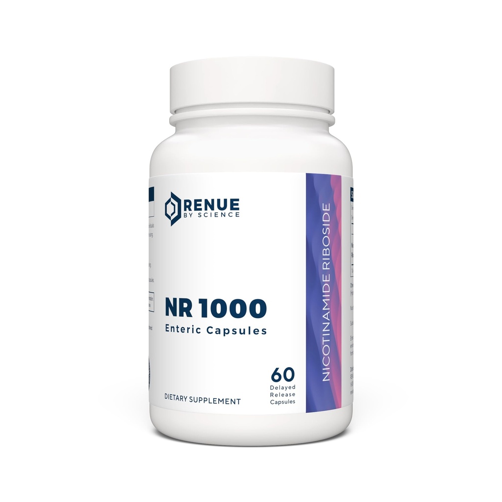 RENUE av Science Nicotinamide Riboside | Hög styrka NAD Supplement | 60 Nicotinamide Enteric-Coated Capsules - 1000mg Nicotinamide Riboside per portion | Tillverkad i USA Tredjepartstestade