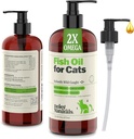 Deley Naturals Wild fångade fiskolja för katter med 2X Omega - Cat Fish Oil med högsta EPA & DHA Potency - Omega 3 för katter för Shedding, Skin, Coat, Joints, Heart och Immune System - Tillverkad i USA