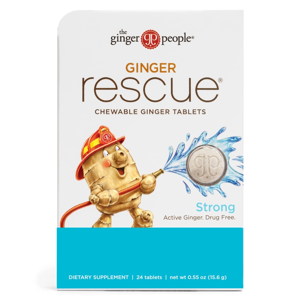 Ginger Rescue Chewable Tablets av The Ginger People - Drug Free Digestive Health, Chewable Tablets, Strong Ginger Flavor, 0.55 Oz, 24 tabletter, (Pack of 1)