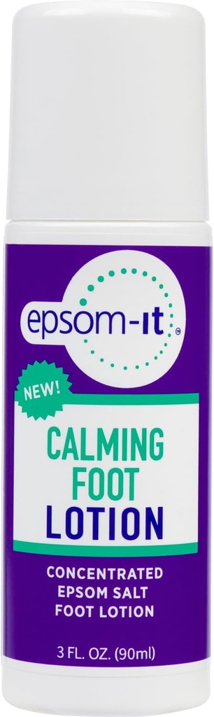 EPSOM-IT Calming Foot Lotion - Roll On Magnesium Sulfate Lotion för trötta fötter och fotleder, aktuell Epsom Salt med Urea, Soften Tough Skin och knäckta klackar, vilket ger komfort för ben och fötter 3.0 oz
