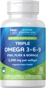 Rite Aid Triple Omega 3, 6, 9 Softgels - 60 greve fiskolja för att stödja ett hälsosamt hjärta, DHA och EPA, Flaxseed och Borage Oil