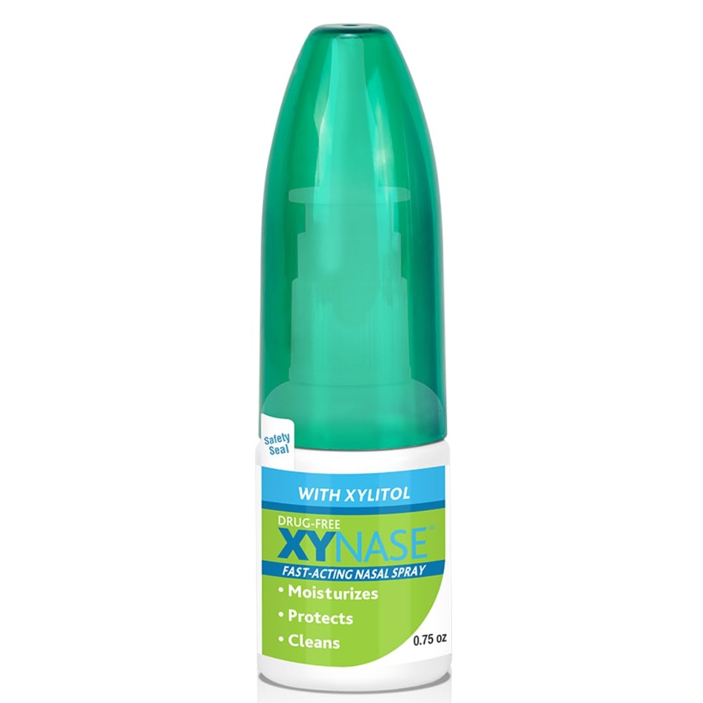 Xynase® Natural Saline Nasal Spray med Xylitol (0,75 fl oz) - Gentle Relief for Congestion, Allergies och Sinus Pressure, Säker för alla åldrar