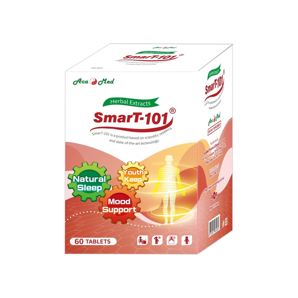 SmarT-101, högt rekommenderad för Brain Fog, Förbättra minnet, förbättra sömnkvaliteten, Herbal Supplement, Vegan, 60 tabletter.