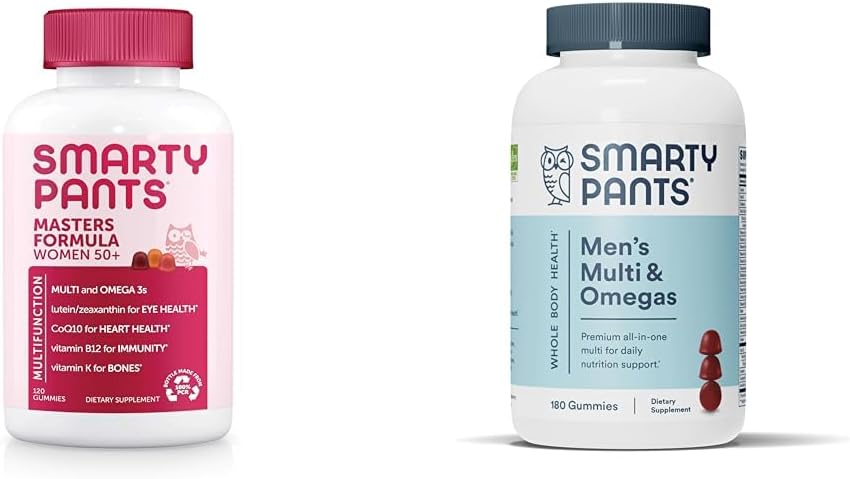 SmartyPants Gummy Multivitamin för kvinnor 50 och över: Omega 3 Fish Oil (EPA / DHA), Methylfolate & Multivitamin för män, Gummies: Omega 3 Fish Oil (EPA / DHA), Methylfolate, CoQ10