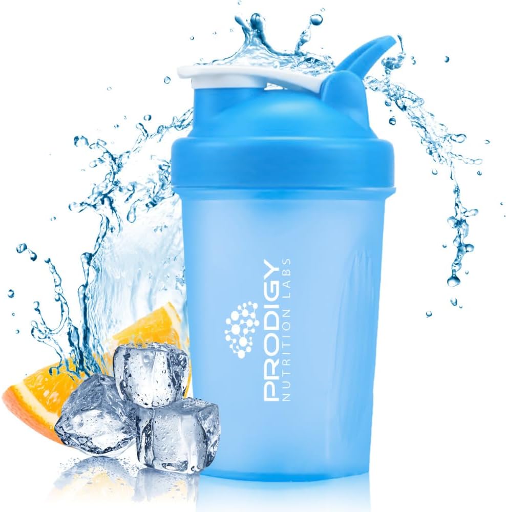 Prodigy Nutrition Labs Premium Shaker Bottle Perfekt för Protein Shakes och Pre Workout -14 Ounce (Blue)
