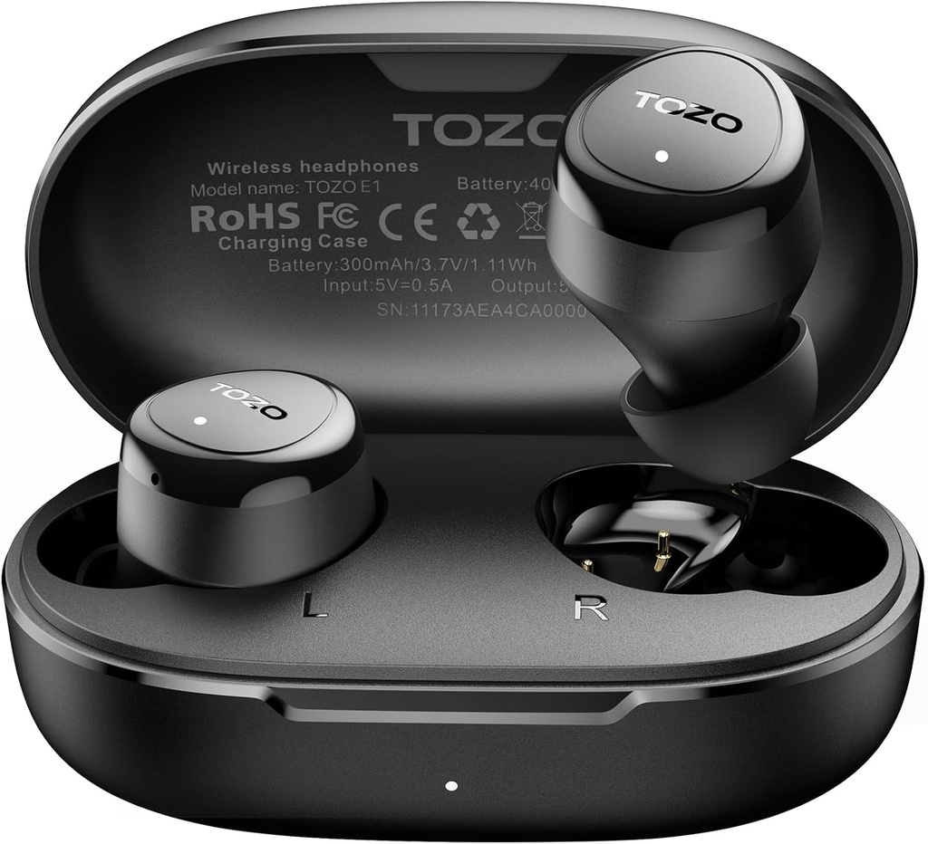TOZO Wireless Earbuds Build in Mic Clear Calls Ergonomic Light Weight Bluetooth 5.3 i hörlurar Vattentät Premium Stereo Sound Ear Buds 30H Playtime med 32 EQs via APP