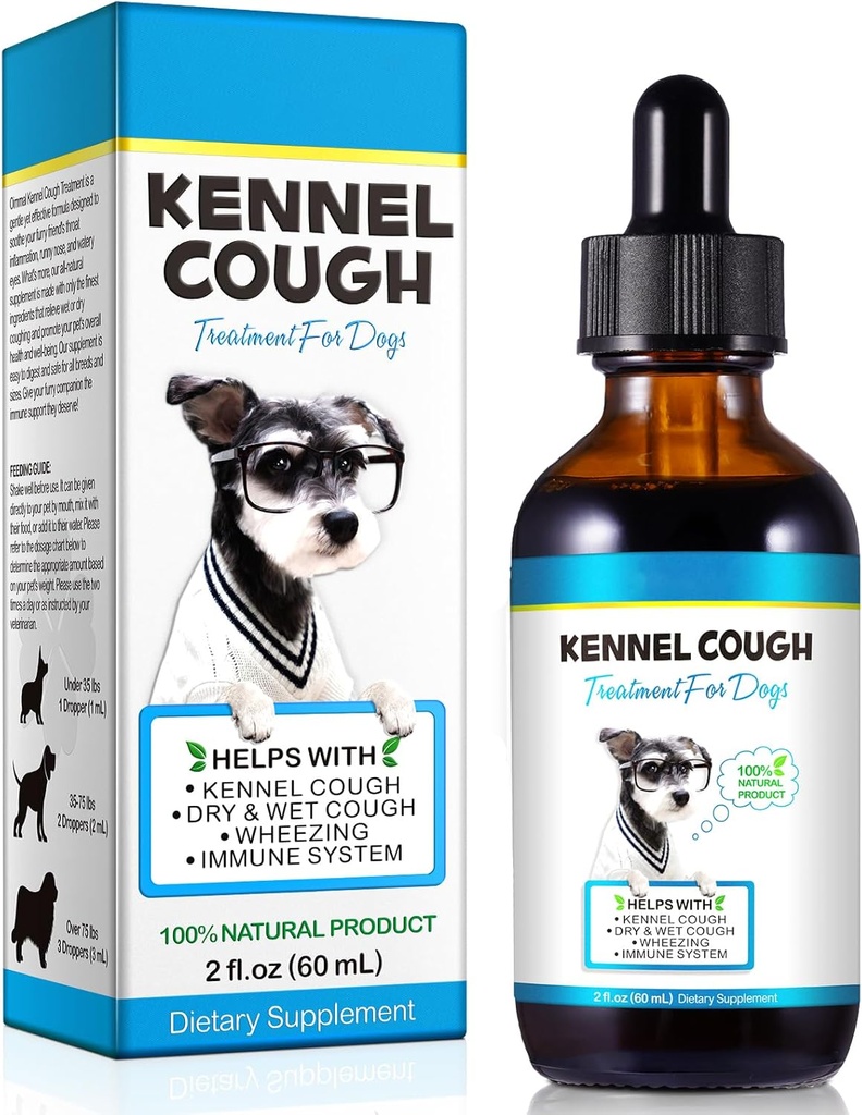 Kennel Cough Behandling för hundar, Kennel Cough Herbal Drops - 2.02 Fl.oz / 60 ml