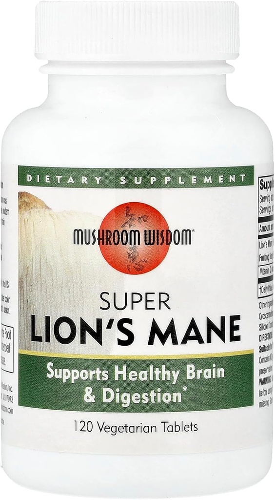 Mushroom Wisdom Super Lion Mane - 120 grönsaks tabletter