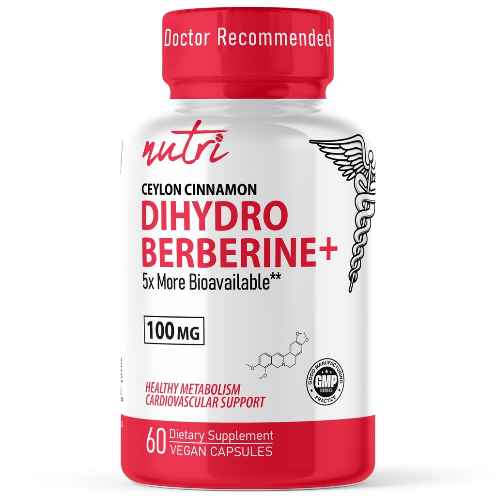 Naturens Fusions Dihydroberberine Supplement 100mg 60 kapslar - med Ceylon Cinnamon - 5X effektivare än reguljär Berberine HCL