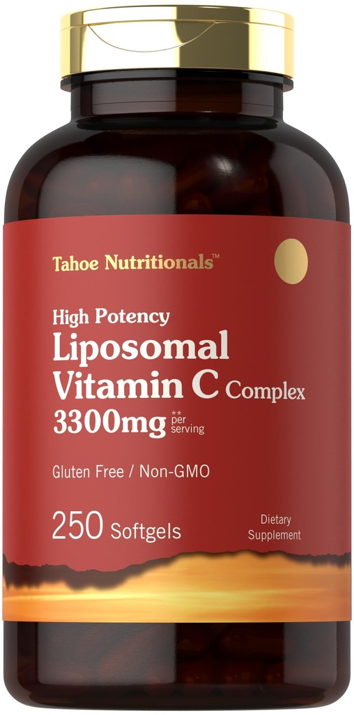 Tahoe Nutritionals Liposomal Vitamin C Complex | 3300mg | 250 Softgels | Hög styrka | Non-GMO, Gluten Free Supplement