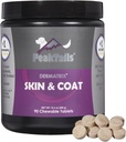 Kala Health PeakTails Skin & Coat Support för hundar - 90 Tabletter med MSM, Fish Oil, Omega-3 & Omega-6 - Stöder Hälsosam hud, Shiny Coat
