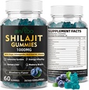 Shilajit Gummies for Men & Women - Sugar-Free Shilajit Supplement Rich i 85+ Trace Minerals & Fulvic Acid, Tillhandahållande av energi, hjärna och immunitetsstöd - 60 Gummies