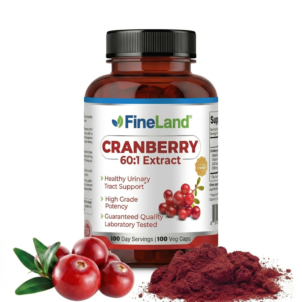 FineLand Cranberry Extract 30.000mg Styrka per kapsel - High Potency Cranberry Pills för UTI Support - 100 Vegan Capsules, 100-Day Supply, Non-GMO, Made in USA