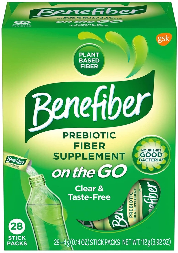 Benefiber Taste-Free, Sugar-Free Fiber Supplement Stick Packs för Digestive Health / 28 Count (6 Pack)
