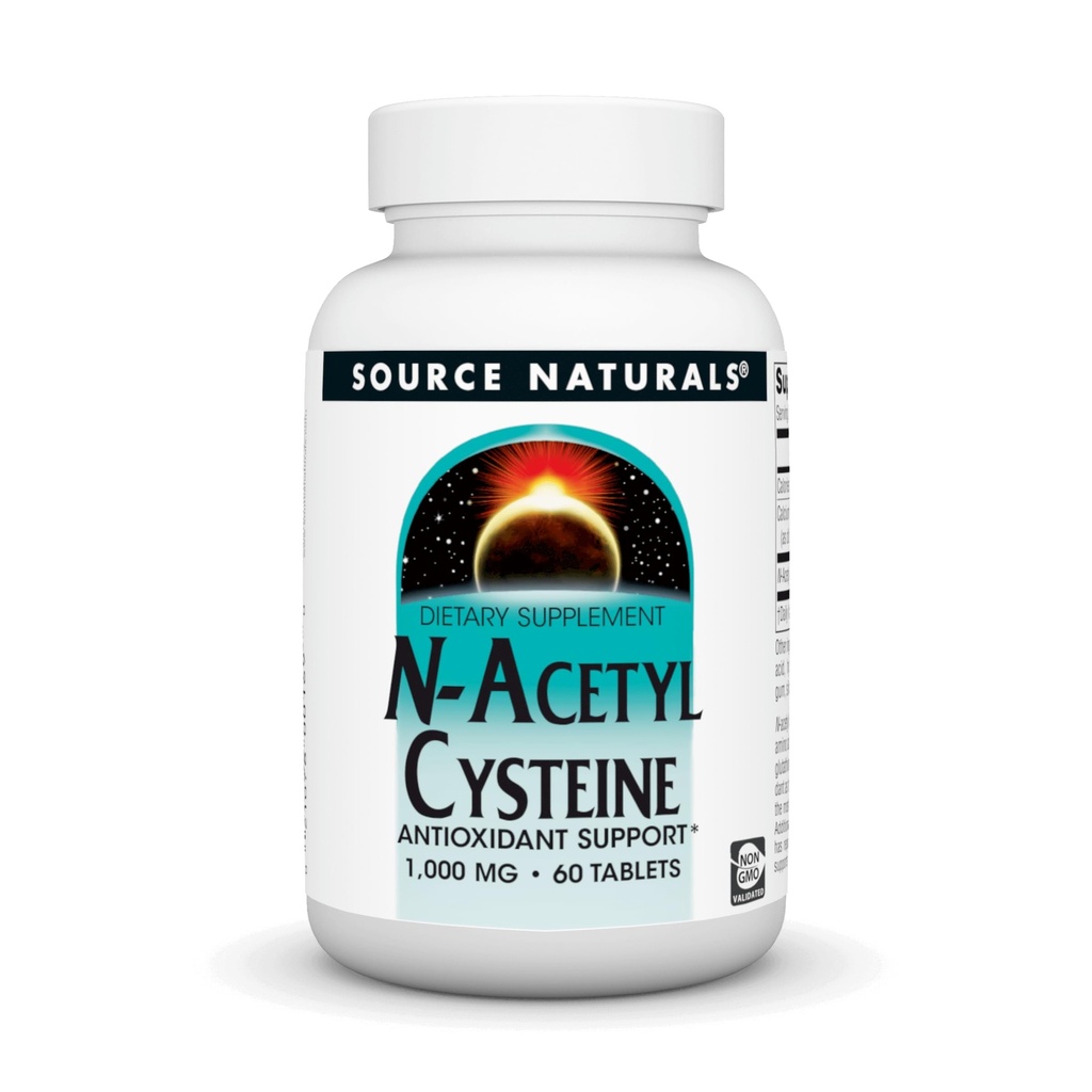 Källa Naturals N-Acetyl Cysteine Antioxidant Stöd 1000 mg Kosttillskott som stöder andningshälsa * - 60 tabletter