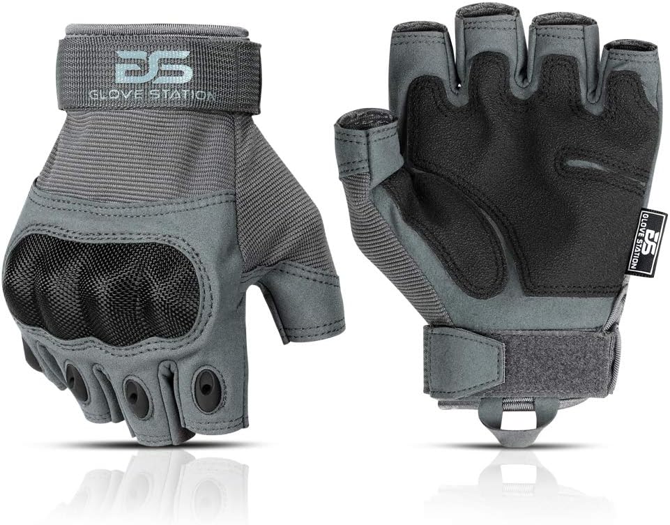 Glove Station - Fingerless Knuckle Tactical Gloves för Män - Motorcykelhandskar för taktisk skjutning, Airsoft, jakt, polisarbete och vandring