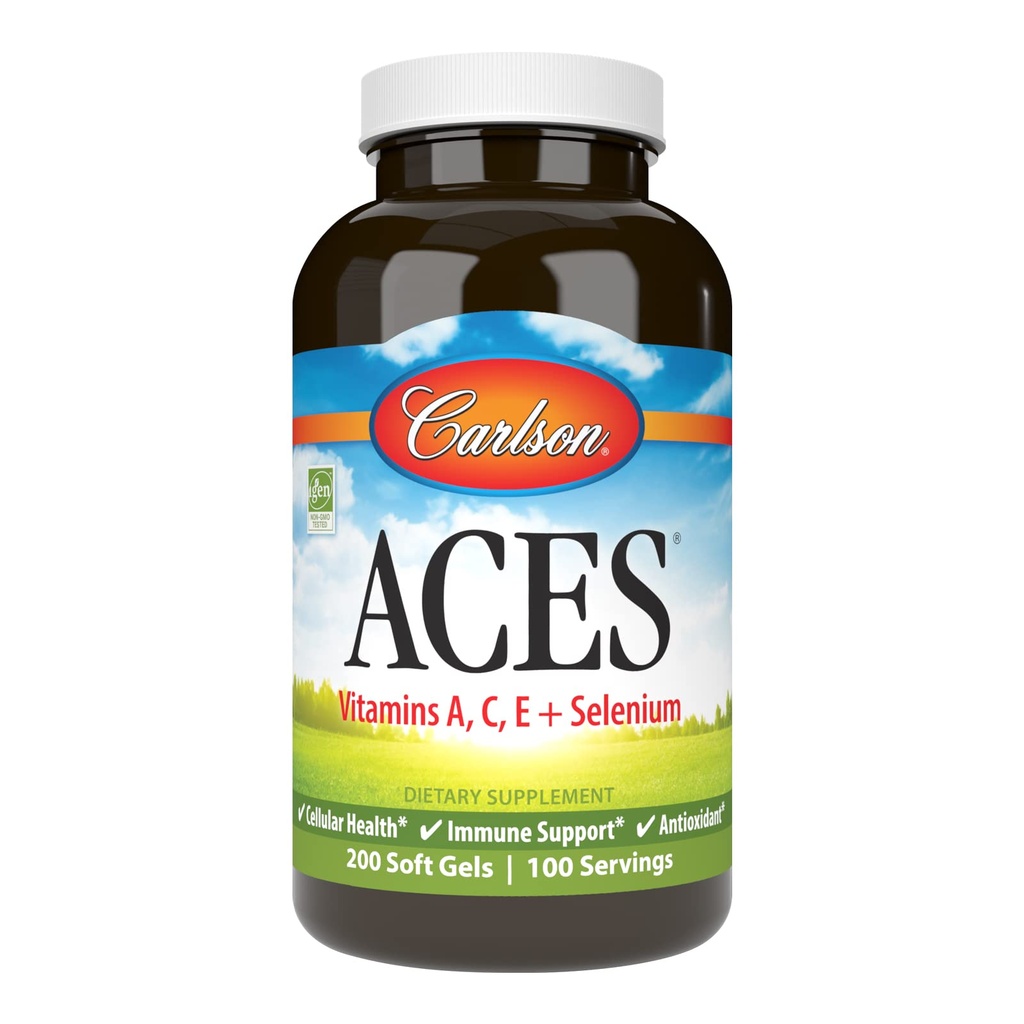 Carlson - ACES, vitamin A, C, E + Selen, Cellular Health & Immune Support, Antioxidant, 200 Softgels