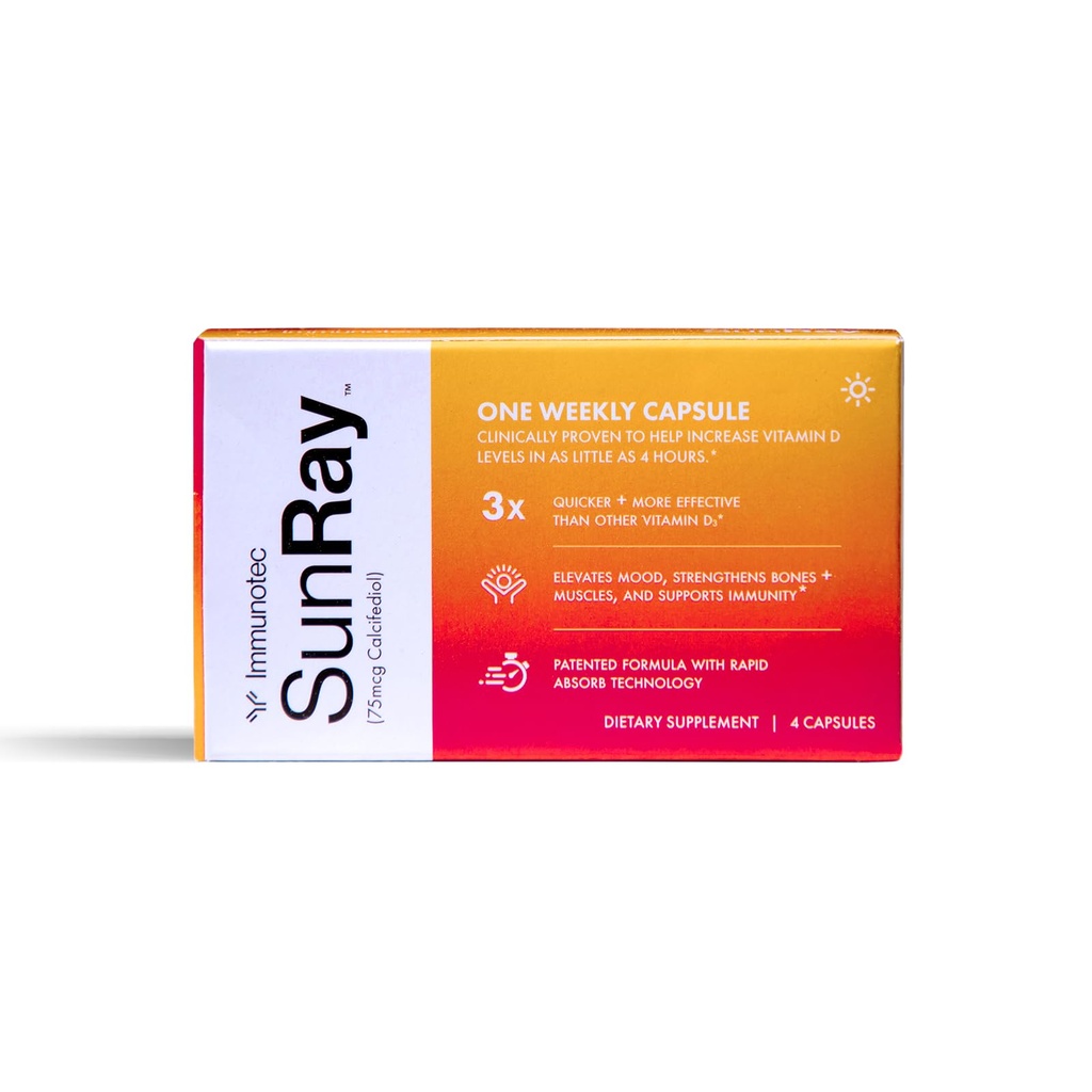 Immunotec Sunray - Calcifediol 75 mcg - Avancerad form av vitamin D - När en veckas dos - Överlägsen absorption - snabbverkande