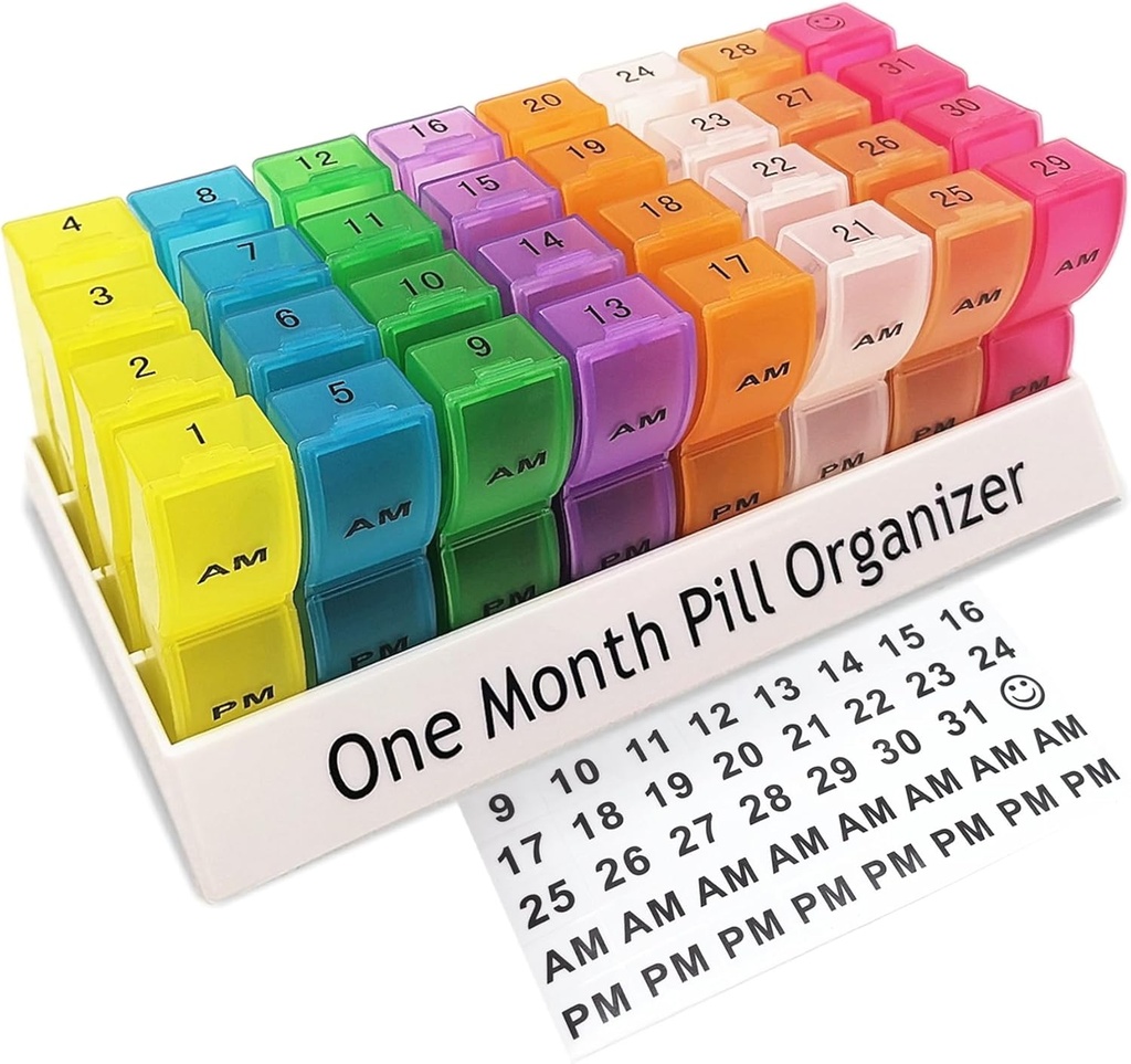 Månatlig Pill Organizer 2 gånger om dagen, 30 dagar en månad Pill Box AM / PM, Weekly Pill Holder Pill Case för vitaminer, fiskolja, kosttillskott och medicinering