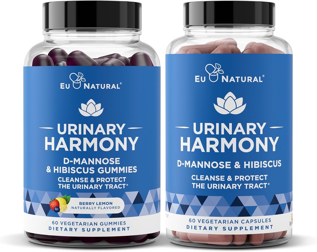 Urinary Harmony Capsules and Gummies Bundle - Urinary Tract Health for Women - D-Mannose & Hibiscus Cleanse, Flush & Protect the Urinary System