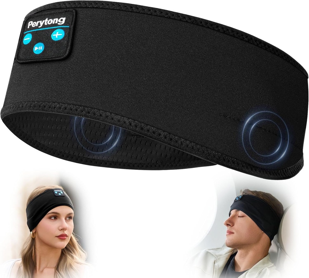 Perytong Sleep Headphones Bluetooth Headband Wireless Headphone Headband för Side Sleepers - Hörlurar för att sova - Sömnband för Insomnia Nuit Travel,Gift för kvinnor män mamma pappa