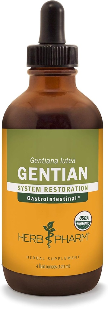 Herb Pharm Certified Organic Gentian Liquid Extract för Digestive Support - 4 Ounce