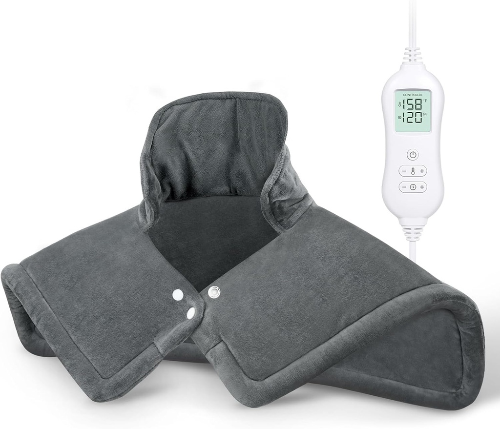 NOWWISH Heating Pad for Neck and Shoulders Pain Relief, 2lb Weighted Electric Neck Heating Pad med 10 Heat Levels och Auto Shut Off, Large Heated Wrap, Birthday Gifts for Women Men, 17 "x23", Grey
