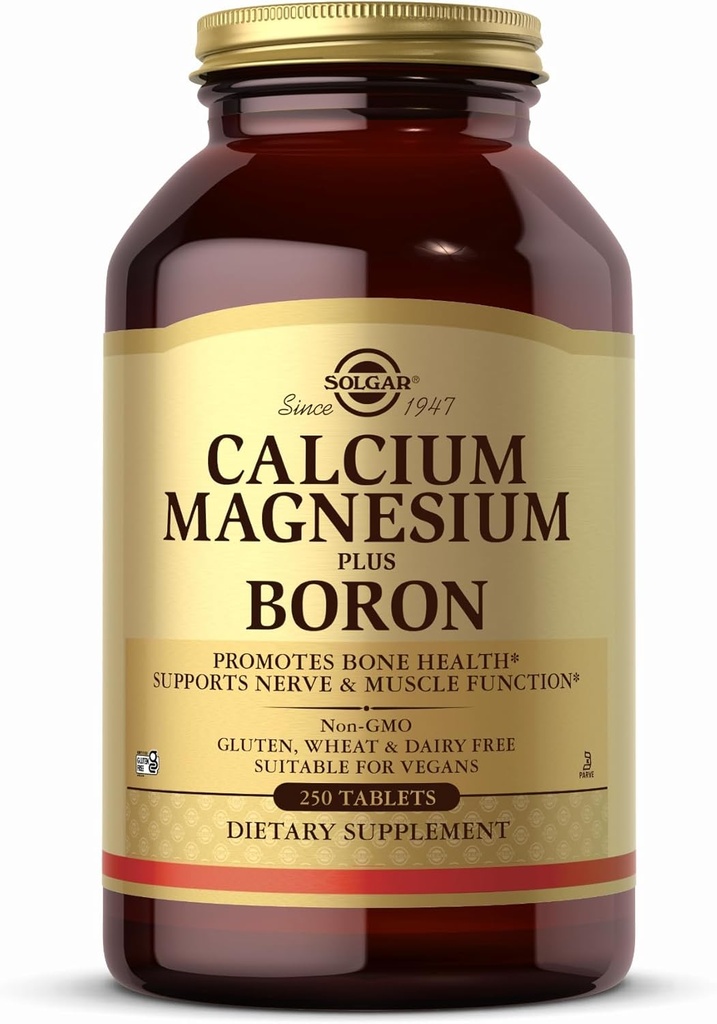 Solgar Calcium Magnesium Plus Boron - 250 tabletter - Icke-GMO, Vegan, Gluten Free, Dairy Free, Kosher - 83 portioner