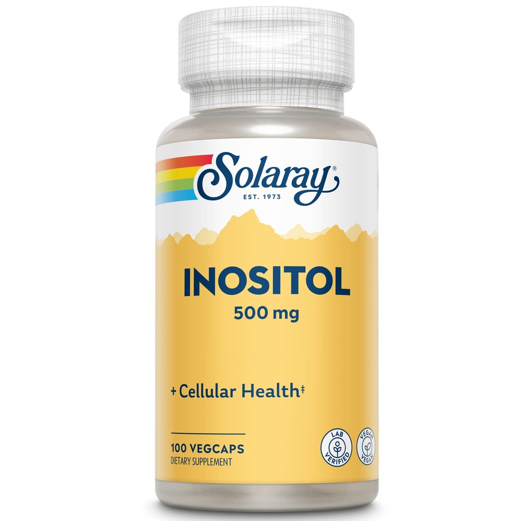 SOLARAY Inositol 500 mg kapslar | Kan hjälpa till att stödja hälsosam hjärna, kardiovaskulär, nervsystemfunktion och humör | Non-GMO, Vegan | 100 VegCaps