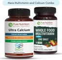 Pure Nutrition Ultra Calcium 1000mg och Whole Foods Mens Multivitamins 1500mg för hälsosamma ben, gemensamma och övergripande Wellness. Ultra Calcium 90 flikar + mens multivitaminer 60 flikar.