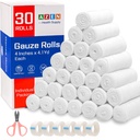 AZEN 30 Pack Gauze Rolls Bandages, 4 i x 4.1 Yards, Premium Medical Supplies & First Aid Supplies, Bandage Wrap Vet Wrap, Mummy Wraps