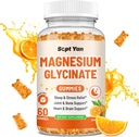 Magnesium Gummies för vuxna - Magnesium Glycinate Supplement med vitamin B6, L-theanin, Vitamin D, CoQ10 - Magnesium Comlex Gummies för humör, ben och muskler, Sugar Free Orange Flavor 60 ct