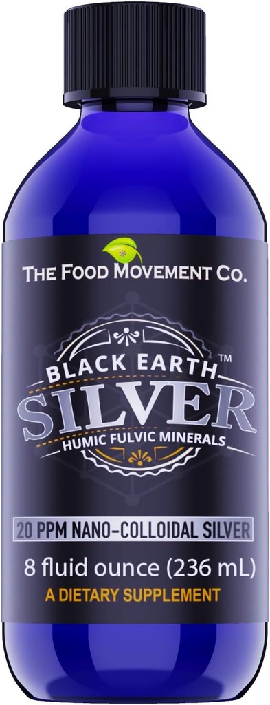 Food Movement Black Earth Silver med Humic Fulvic Acids, Trace Minerals för Immune Support, Detox, Gut Health - 8 fl oz Liquid Drops Supplement
