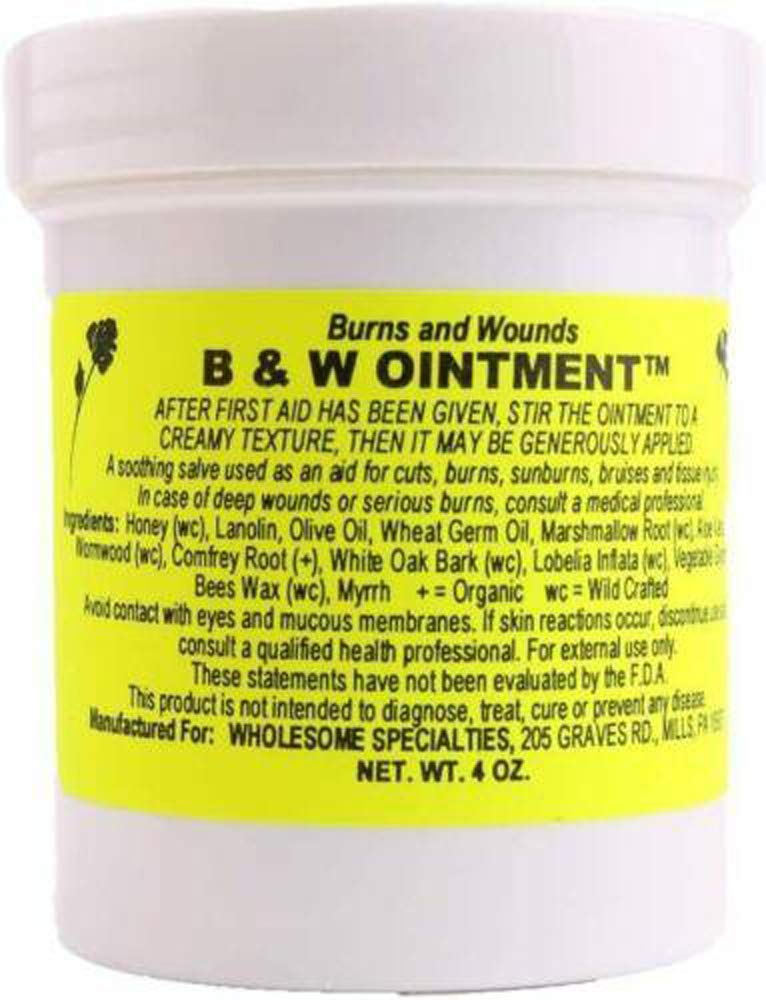 Konvalia Naturals B&W Ointment - Bränn och sår salva - Amish Made Burn Salve - 100% Natural Burn Cream (New Label) - 4 oz