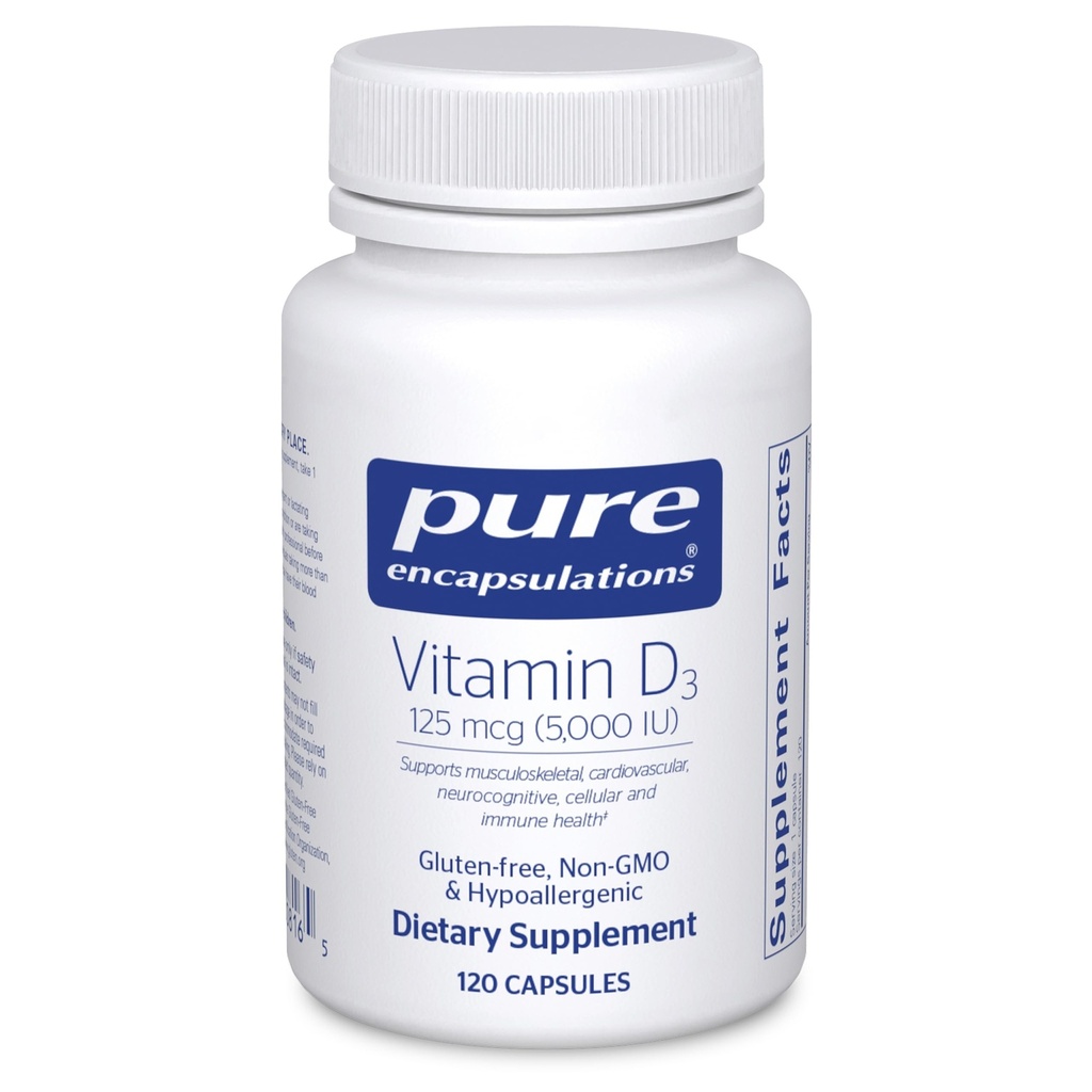 Pure Encapsulations Vitamin D3 125 mcg (5,000 IU), 120 Capsules