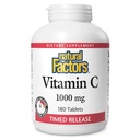 Naturliga faktorer Vitamin C 1000 mg Tidsfrisättning, Antioxidantstöd för immun- och benhälsa, 180 tabletter