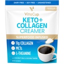 VitaCup Keto + Collagen Coffee Creamer Vanilla smak med MCT, Collagen Protein, Coconut Water, L-Theanine för Keto Diet, Använd i kaffe, Smoothies, & Shakes, Dairy-Free, Gluten-Free, Soy-Free, 10oz