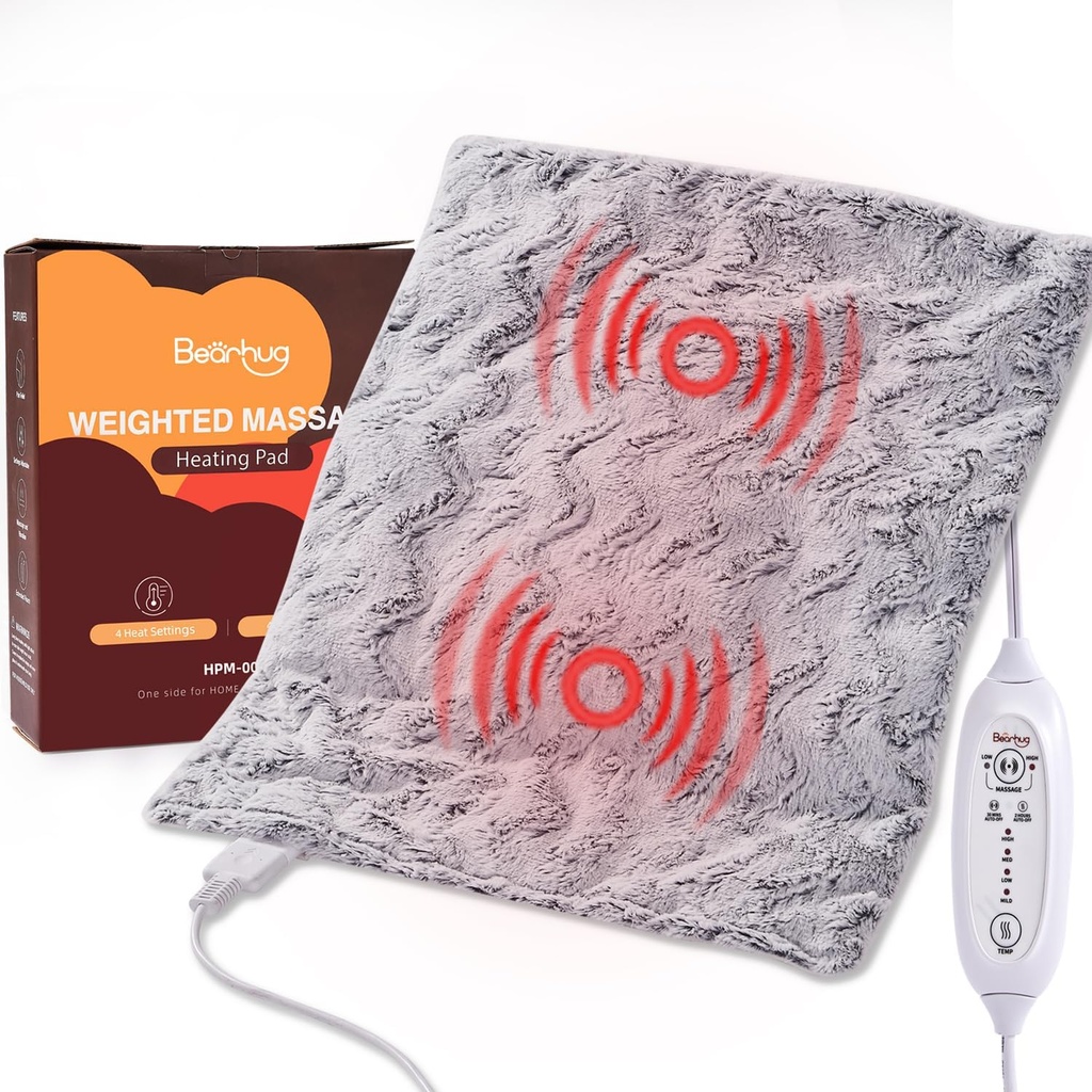 Bearhug Electric Weighted Heating Pad Warm Heated Pad Relieve Aches and Pains, Soothing Warmth for Relaxation and Pain Relief (Dreamy Milky Way, 20" x 24" med Massaging)