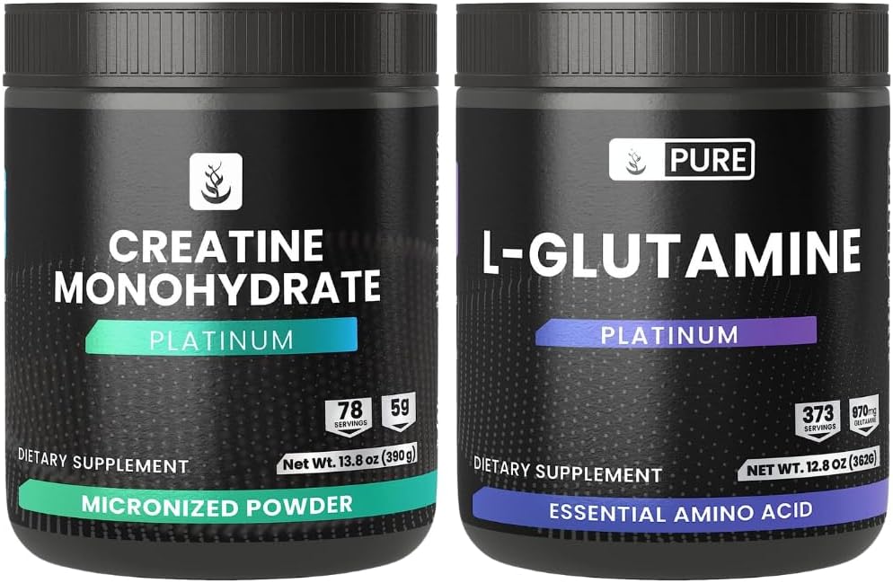 PURE ORIGINAL INGREDIENTS L-Glutamin & Creatine Monohydrate Powder Bundle, träning och livsstil, kompletterande pulver
