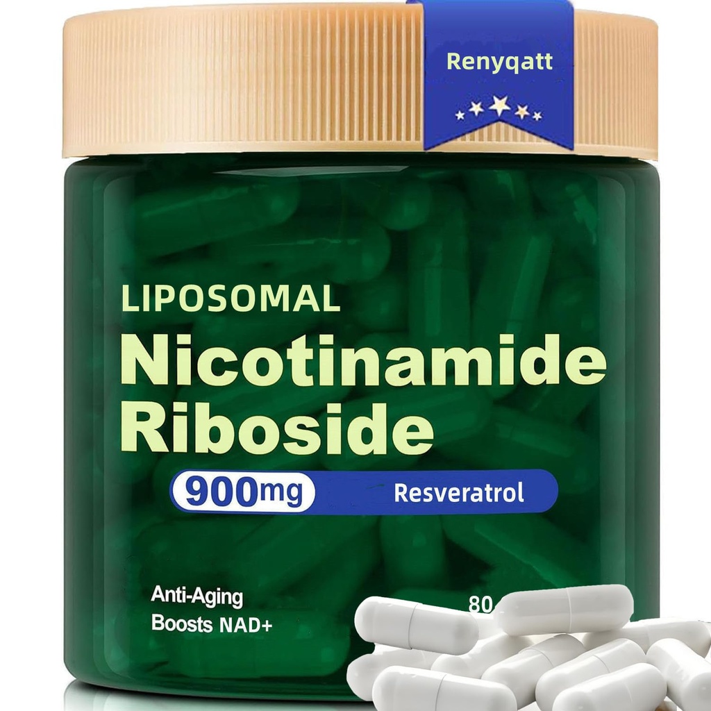 Renyqatt NAD + Supplement - Liposomal Nicotinamide Riboside - Tillägg för anti-aging, energi, fokus - 80 kapslar (1B)