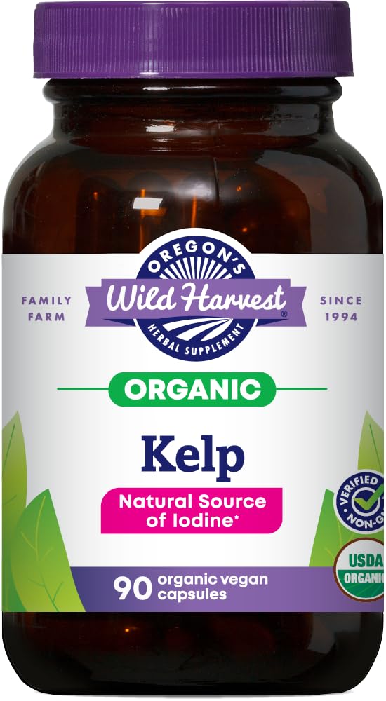 Oregons Wild Harvest Kelp Organic Supplement | Naturkälla av jod | Vegan Capsules, 90 greve