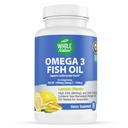 Omega 3 fiskoljetillskott, maximal styrka 2400 mg Omega-3, 1440mg fiskolja, EPA DHA fettsyror, hjärthälsa, vision, ögon, hjärna, immunstöd för kvinnor och män. Naturlig citronsmak, 60 ct (1)