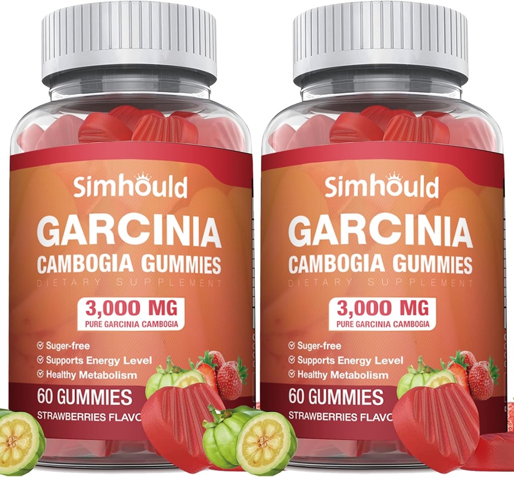 2 Pack Sugar Free Garcinia Cambogia Gummies - 3000mg 95% HCA med L-Carnitine, Energy Boost, Strawberry Flavor Gummy lättare att ta än piller och kapslar 120 grejer