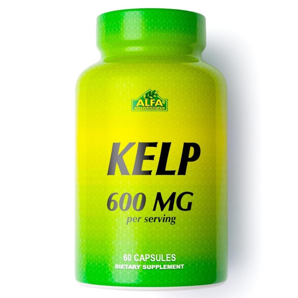 ALFA VITAMINS Kelp Supplement, 600mg Natural Seaweed Kelp (Ascophyllum Nodosum), Rik i jod och Fucoidan, stöder sköldkörtel och metabolisk funktion, dagliga vitaminer för Wellness, icke GMO, 90 tabletter