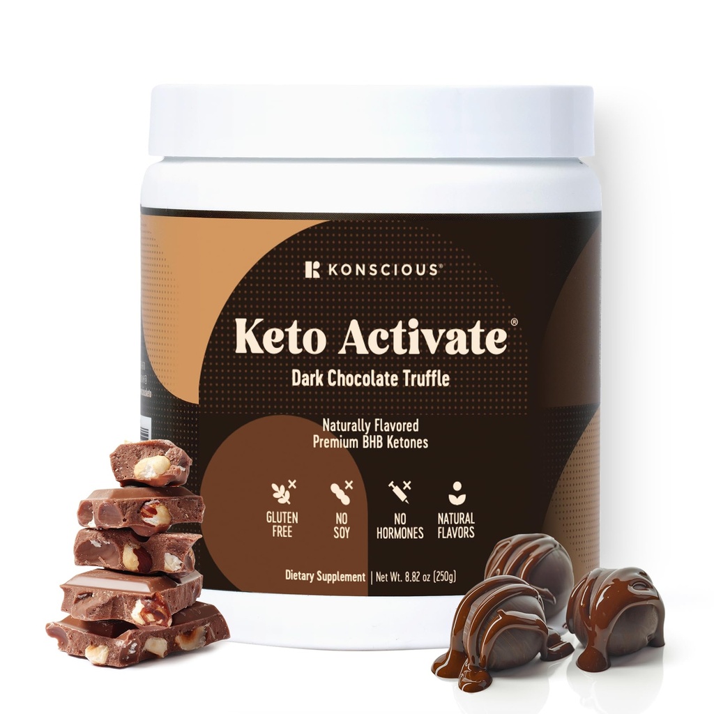 Dark Chocolate Truffle Exogena Ketones Drink: Pure Keto Shake Powder med Chocolate Ketones | Jumpstart Ketosis & Boost Energy med naturliga Ketones Supplements av Konscious Keto