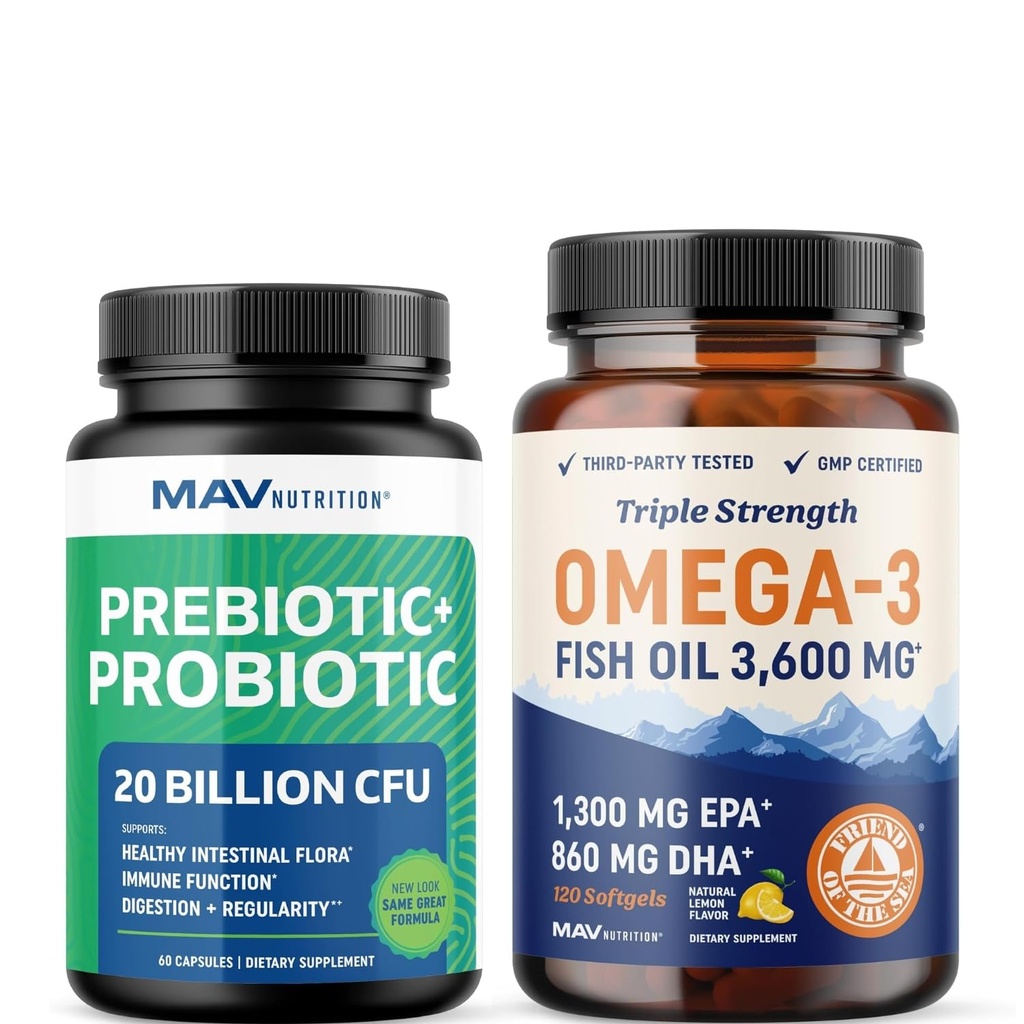 Omega 3 Fish Oil och Probiotic Capsules | Triple Strength EPA & DHA med Probiotic Gut Health & Immune Support Supplement