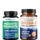 Omega 3 Fish Oil och Probiotic Capsules | Triple Strength EPA & DHA med Probiotic Gut Health & Immune Support Supplement