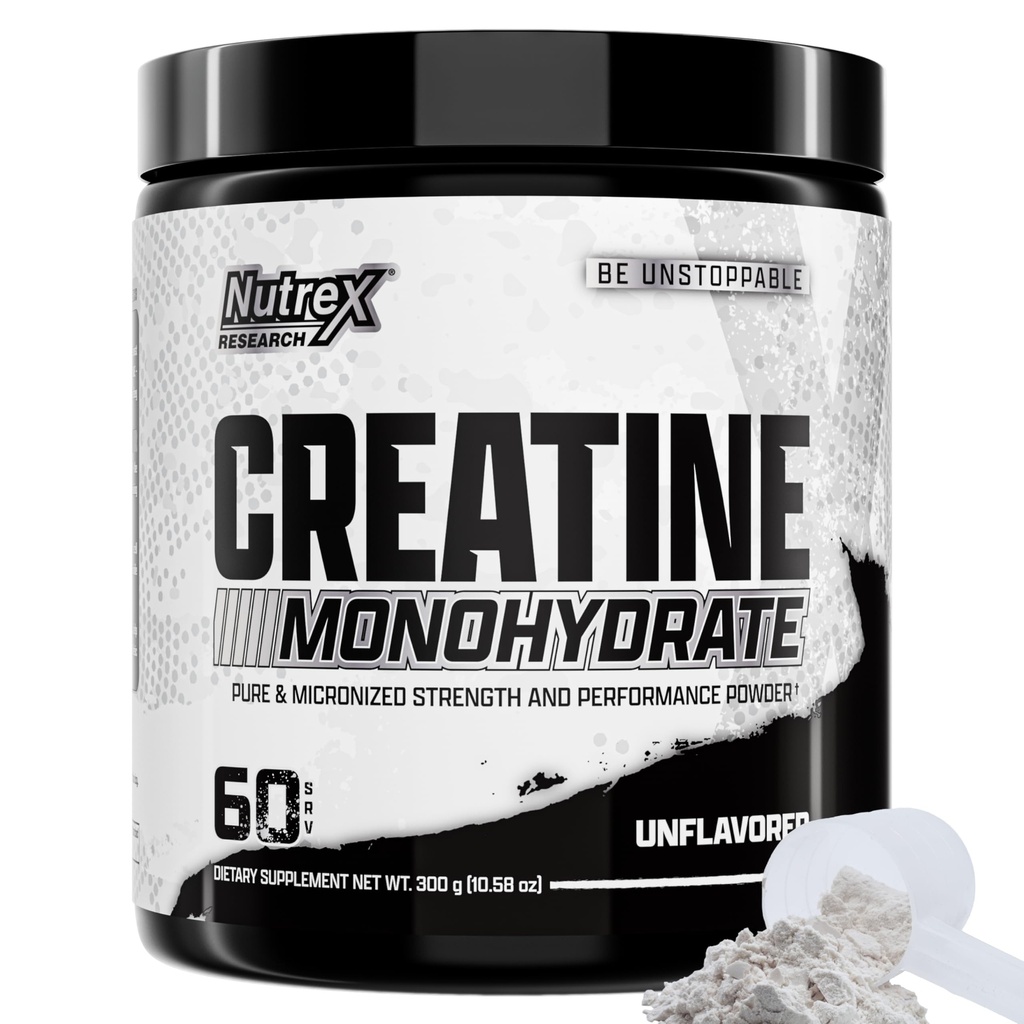 Nutrex Research Kreatin Monohydratpulver 60 portioner | Unflavored 5G Micronized Kreatinpulver | Glutenfri